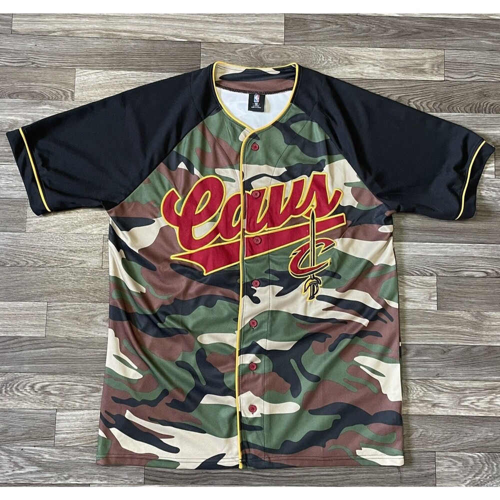 Cleveland Cavaliers Basketball Jersey Mens Large Button Front #70 Camouflage UNK